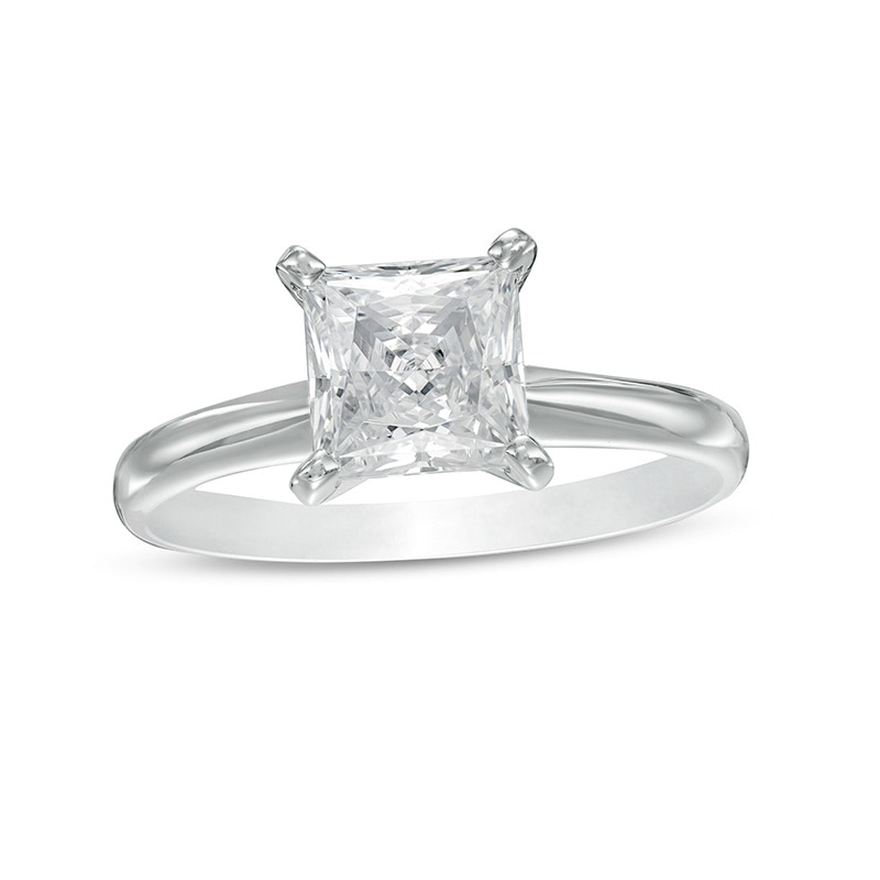 Main Image 1 of Previously Owned - 1-1/2 CT. Princess-Cut Lab-Grown Diamond Solitaire Engagement Ring in 14K White Gold (F/VS2)