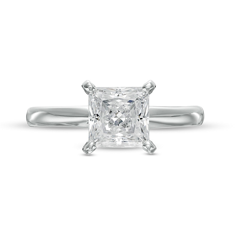Main Image 4 of Previously Owned - 1-1/2 CT. Princess-Cut Lab-Grown Diamond Solitaire Engagement Ring in 14K White Gold (F/VS2)