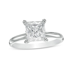 Previously Owned - 2 CT. Princess-Cut Lab-Grown Diamond Solitaire Engagement Ring in 14K White Gold (F/VS2)