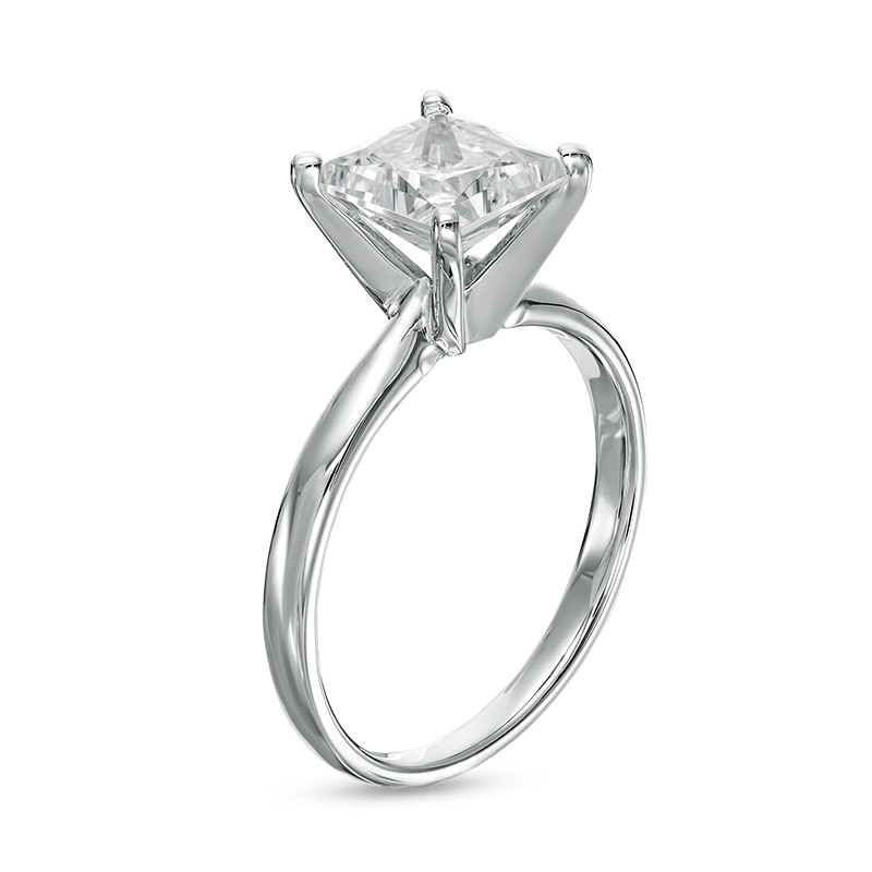 Main Image 3 of Previously Owned - 2 CT. Princess-Cut Lab-Grown Diamond Solitaire Engagement Ring in 14K White Gold (F/VS2)
