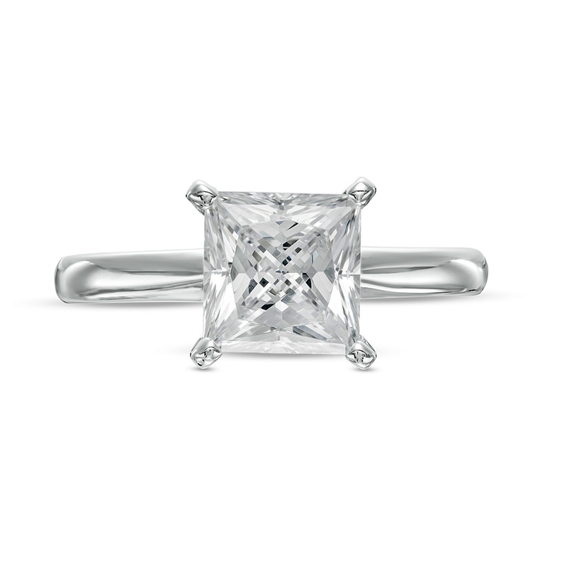 Main Image 4 of Previously Owned - 2 CT. Princess-Cut Lab-Grown Diamond Solitaire Engagement Ring in 14K White Gold (F/VS2)