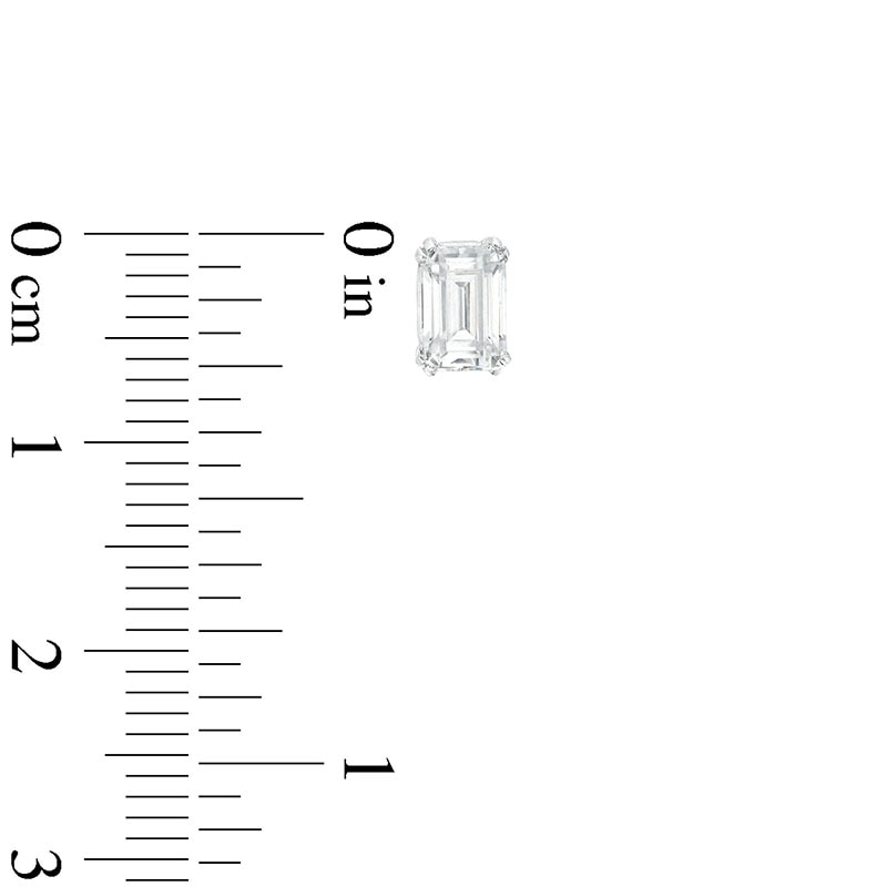 Main Image 2 of Previously Owned - 1 CT. T.W. Emerald-Cut Lab-Grown Diamond Solitaire Stud Earrings in 14K White Gold (F/SI2)