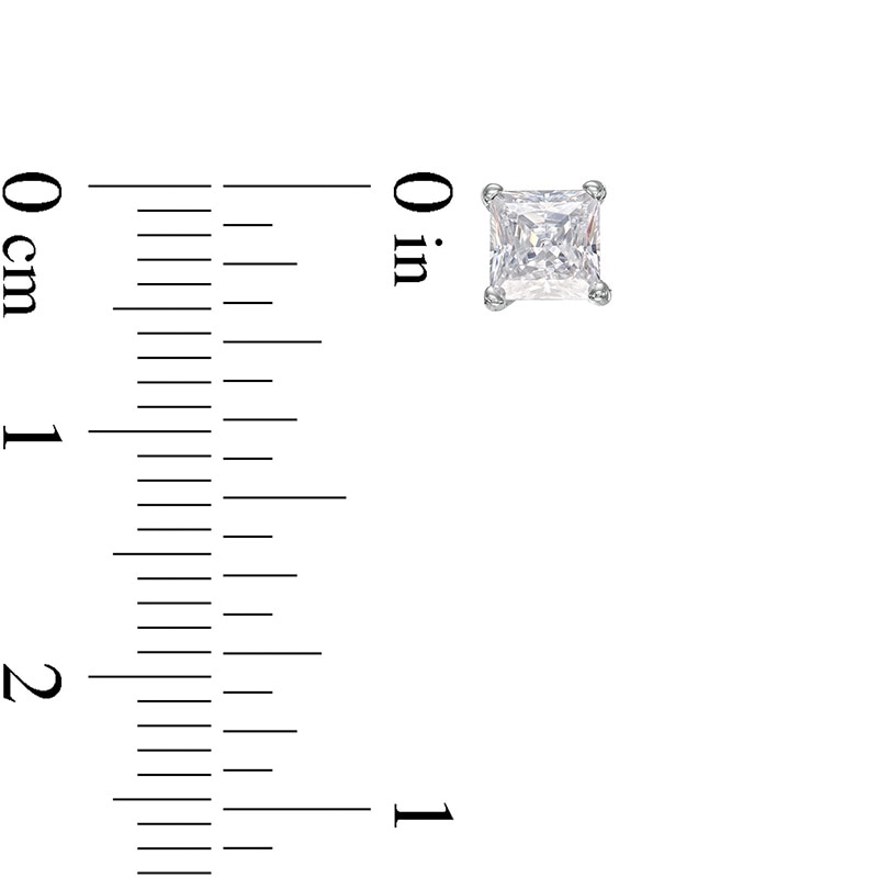 Main Image 3 of Previously Owned - 1 CT. T.W. Princess-Cut Lab-Grown Diamond Solitaire Stud Earrings in 14K White Gold (F/SI2)