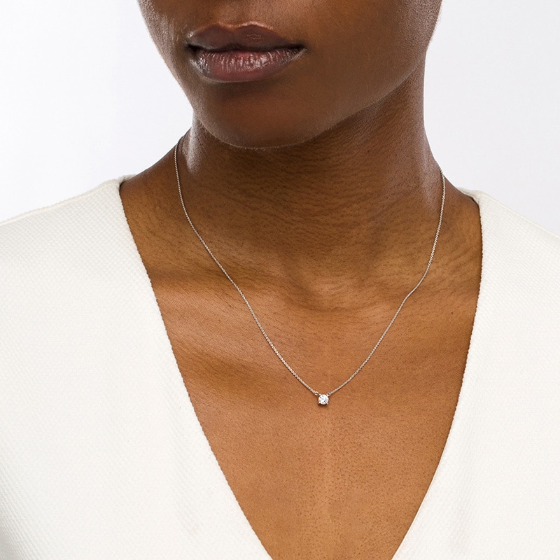 Main Image 2 of Previously Owned - 1/3 CT. Lab-Grown Diamond Solitaire Necklace in 14K White Gold (F/SI2)