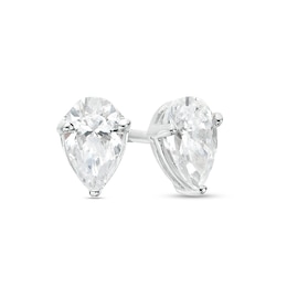 Previously Owned - 1/2 CT. T.W. Pear-Shaped Lab-Grown Diamond Solitaire Stud Earrings in 14K White Gold (F/SI2)