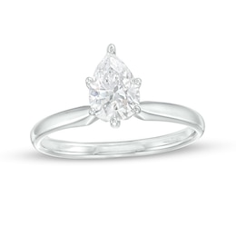 Previously Owned - 1 CT. Pear-Shaped Lab-Grown Diamond Solitaire Engagement Ring in 14K White Gold (F/VS2)