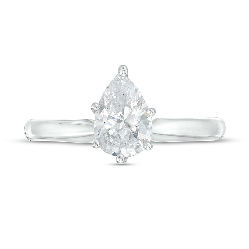 Main Image 4 of Previously Owned - 1 CT. Pear-Shaped Lab-Grown Diamond Solitaire Engagement Ring in 14K White Gold (F/VS2)