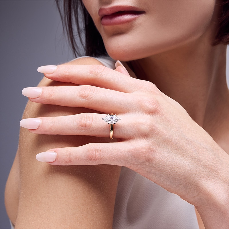 Main Image 2 of Previously Owned - 2 CT. T.W. Marquise-Cut Lab-Grown Diamond Solitaire Engagement Ring in 14K Yellow Gold (F/VS2)