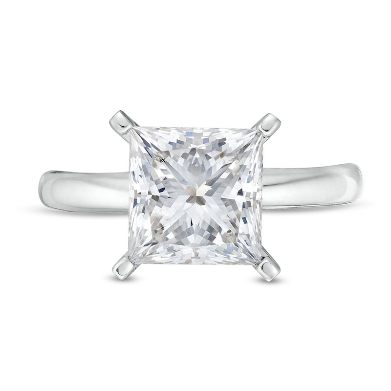 Main Image 3 of Previously Owned - 3 CT. Princess-Cut Lab-Grown Diamond Solitaire Engagement Ring in 14K White Gold (I/SI2)