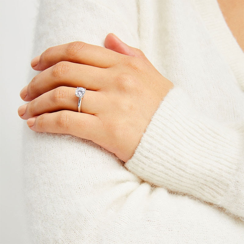 Main Image 2 of Previously Owned - 1-1/2 CT. Lab-Grown Diamond Solitaire Engagement Ring in 14K White Gold (I/SI2)