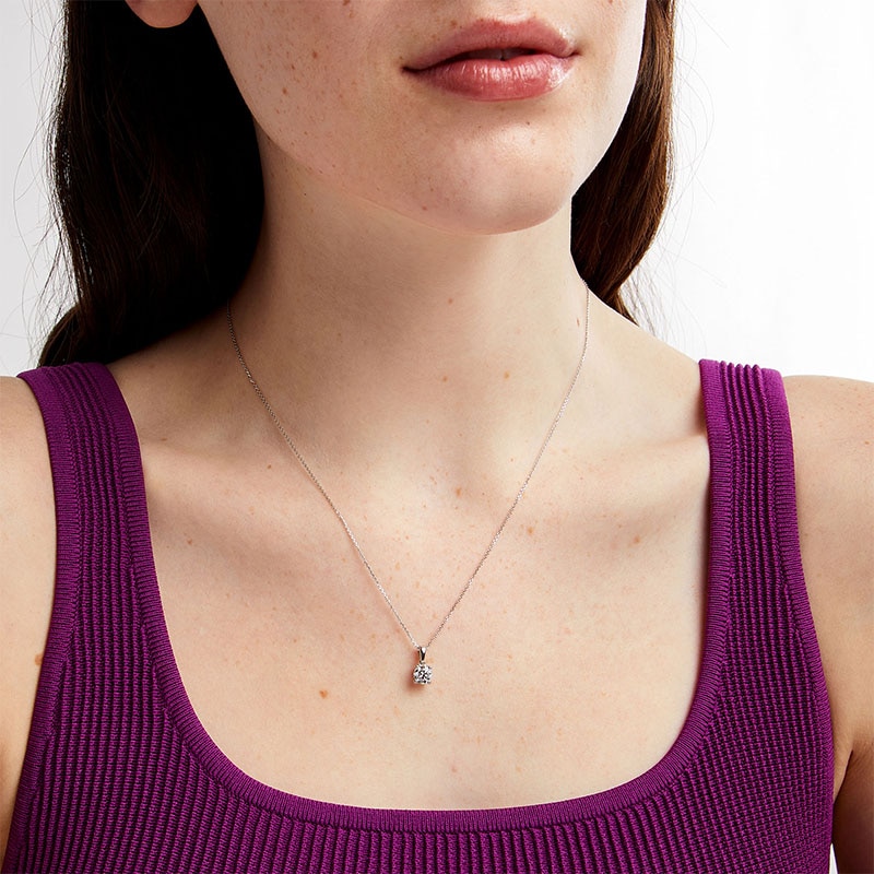 Main Image 2 of Previously Owned - 3/4 CT. Lab-Grown Diamond Solitaire Pendant in 14K White Gold (I/SI2)