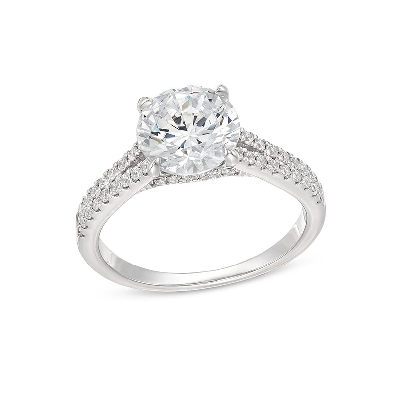 Main Image 1 of Previously Owned - 2-1/3 CT. T.W. Lab-Grown Diamond Split Shank Engagement Ring in 14K White Gold (I/SI2)