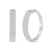 Thumbnail Image 1 of Previously Owned - 3 CT. T.W. Lab-Grown Diamond Triple Row Hoop Earrings in 10K White Gold (I/SI2)