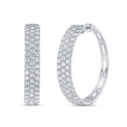 Previously Owned - 3 CT. T.W. Lab-Grown Diamond Triple Row Hoop Earrings in 10K White Gold (I/SI2)