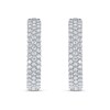 Thumbnail Image 2 of Previously Owned - 3 CT. T.W. Lab-Grown Diamond Triple Row Hoop Earrings in 10K White Gold (I/SI2)