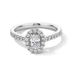 Previously Owned - 1 CT. T.W. Oval Lab-Grown Diamond Frame Engagement Ring in 14K White Gold (F/SI2)