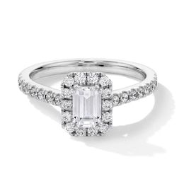 Previously Owned - Classic Everlasting 1 CT. T.W. Emerald-Cut Lab-Grown Diamond Frame Engagement Ring in 14K White Gold