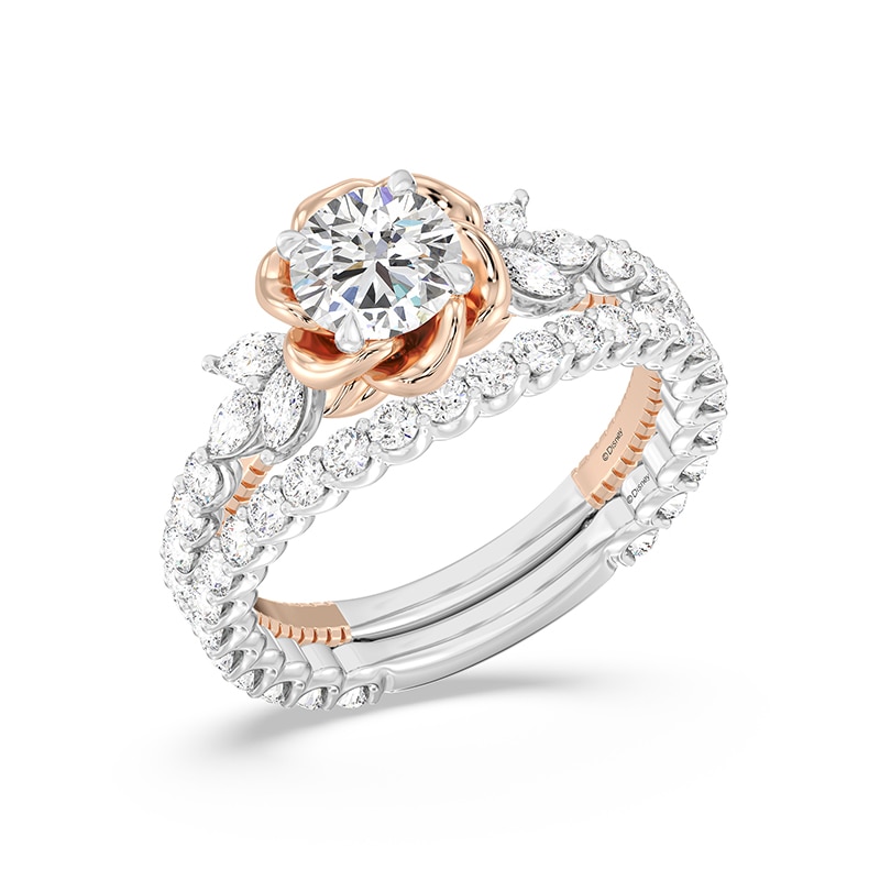 Main Image 5 of Previously Owned - Enchanted Star Belle 1-3/4 CT. T.W. Lab-Grown Diamond Rose Frame Engagement Ring in 14K Two-Tone Gold