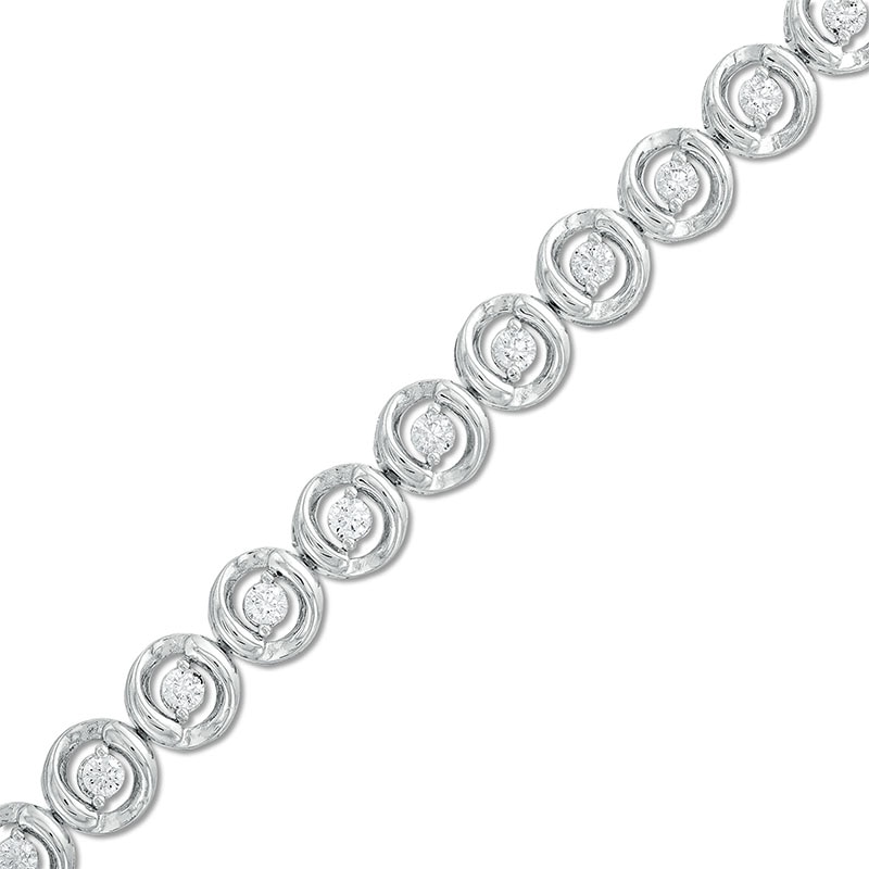Main Image 1 of Previously Owned - 1 CT. T.W. Diamond Circles Line Bracelet in 10K White Gold