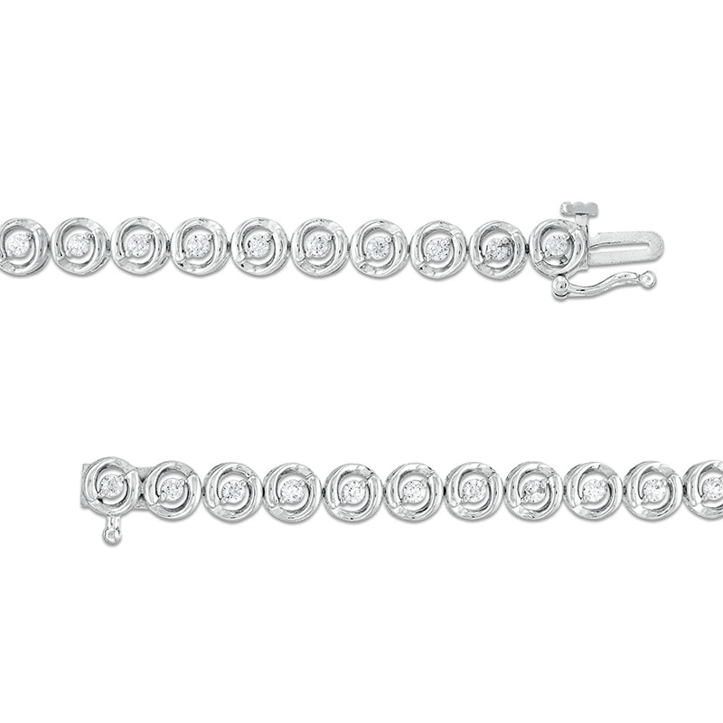 Main Image 3 of Previously Owned - 1 CT. T.W. Diamond Circles Line Bracelet in 10K White Gold