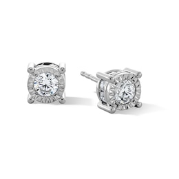 Previously Owned - 1 CT. T.W. Diamond Miracle Solitaire Stud Earrings in 14K White Gold