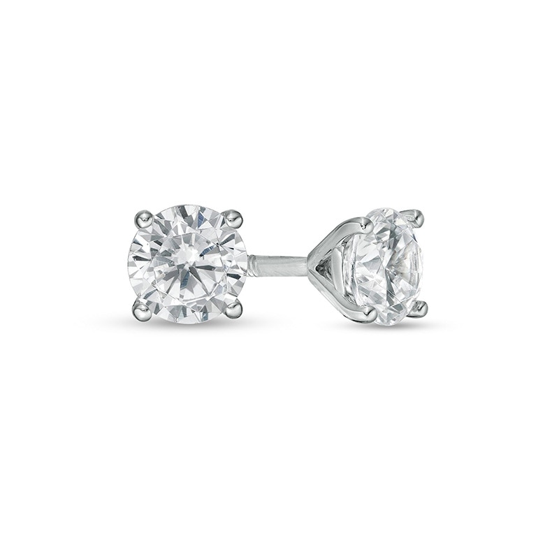 Main Image 1 of Previously Owned - 1/2 CT. T.W. Lab-Grown Diamond Solitaire Stud Earrings in 14K White Gold (F/SI2)