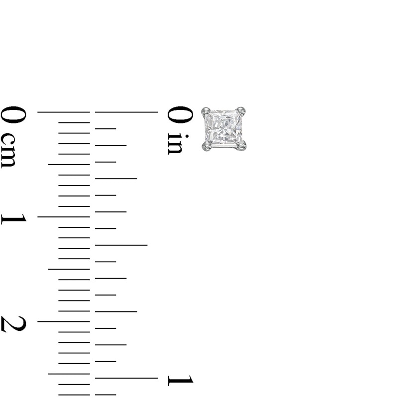 Main Image 3 of Previously Owned - 1/2 CT. T.W. Princess-Cut Lab-Grown Diamond Solitaire Stud Earrings in 14K White Gold (F/SI2)