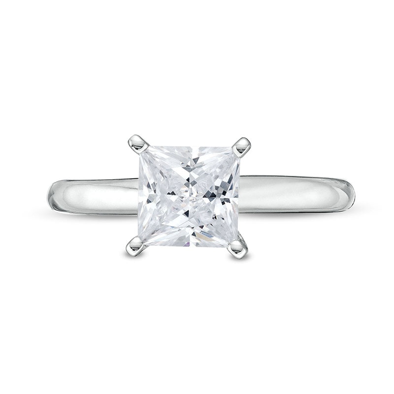 Main Image 3 of Previously Owned - 1-1/2 CT. Princess-Cut Lab-Grown Diamond Solitaire Engagement Ring in 14K White Gold (I/SI2)