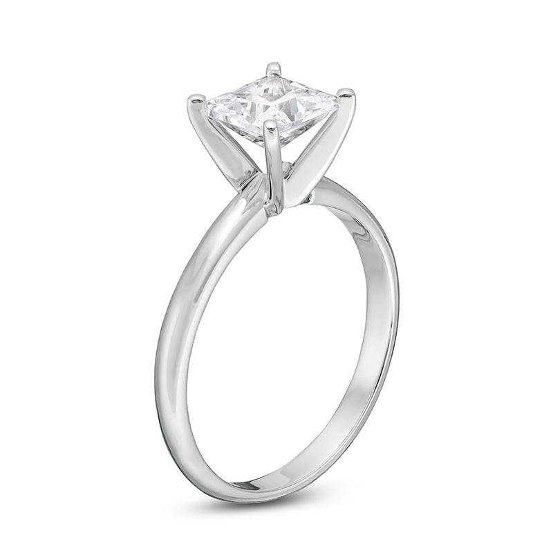 Main Image 4 of Previously Owned - 1-1/2 CT. Princess-Cut Lab-Grown Diamond Solitaire Engagement Ring in 14K White Gold (I/SI2)