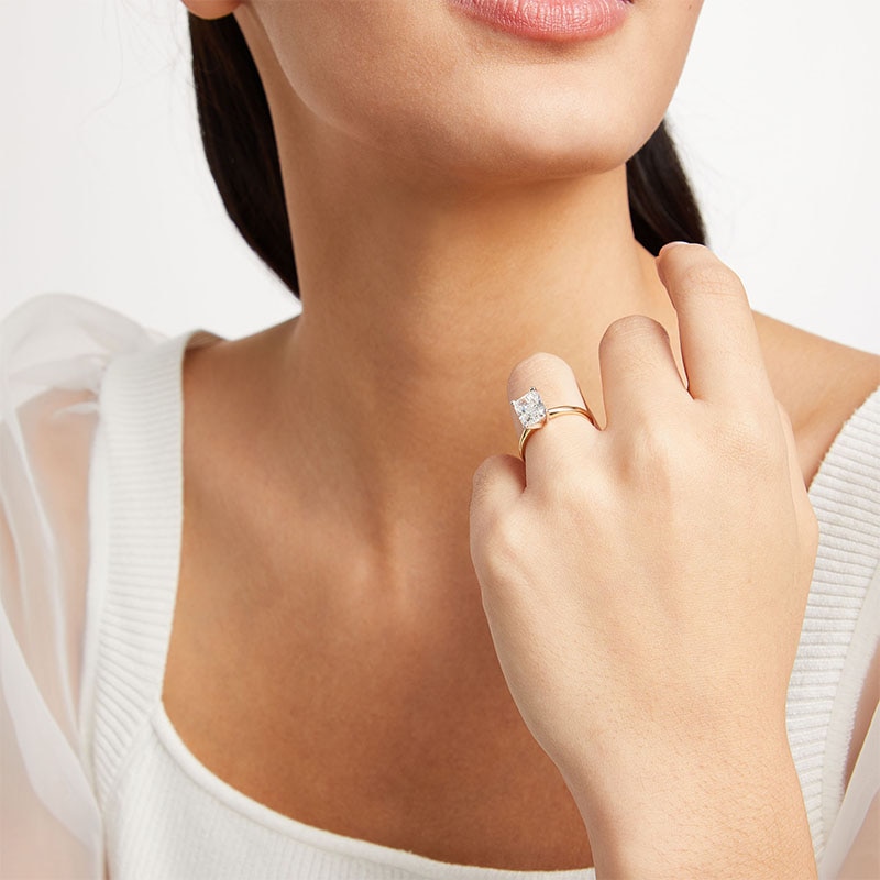 Main Image 2 of Previously Owned - 2 CT. Radiant-Cut Lab-Grown Diamond Solitaire Engagement Ring in 14K Gold (F/VS2)