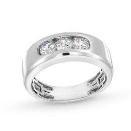 Previously Owned - 1 CT. T.W. Lab-Grown Diamond Three Stone Band in 10K White Gold (I/SI2)