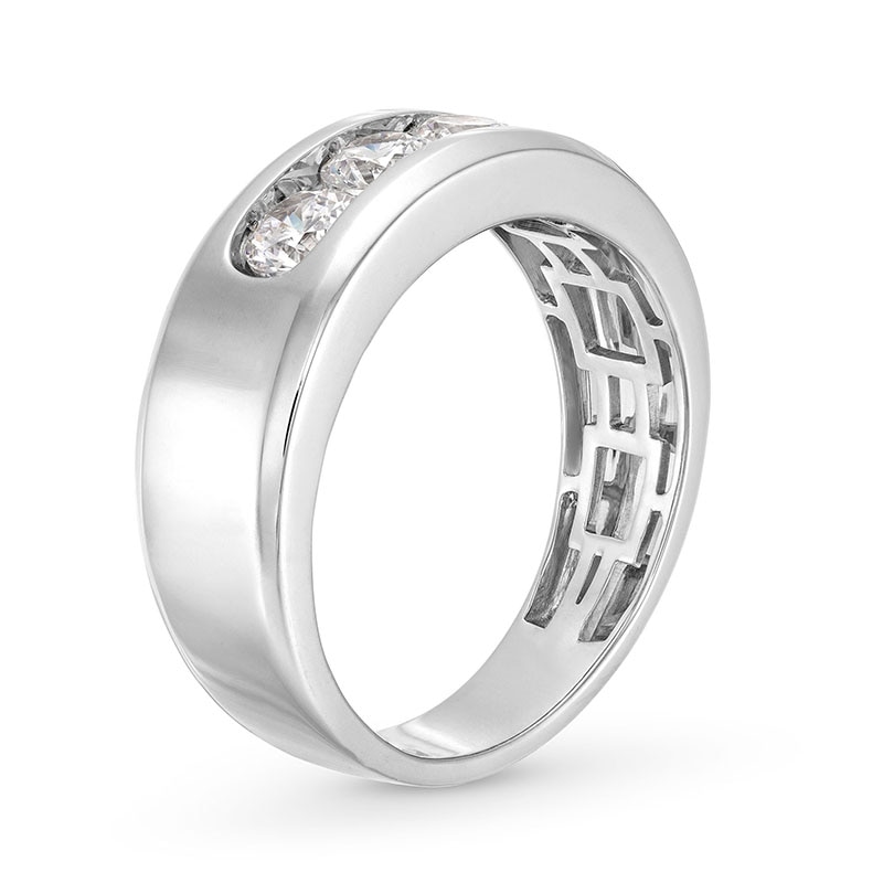 Main Image 2 of Previously Owned - 1 CT. T.W. Lab-Grown Diamond Three Stone Band in 10K White Gold (I/SI2)