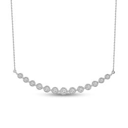 Previously Owned - 1 CT. T.W. Lab-Grown Diamond Miracle Graduated Curved Bar Necklace in 10K White Gold (I/SI2)
