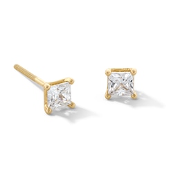 Previously Owned - 1/2 CT. T.W. Princess-Cut Lab-Grown Diamond Solitaire Stud Earrings in 14K Gold (F/SI2)