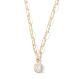Previously Owned - 1 CT. Emerald-Cut Lab-Grown Diamond Solitaire Necklace in 14K Gold (F/VS2)