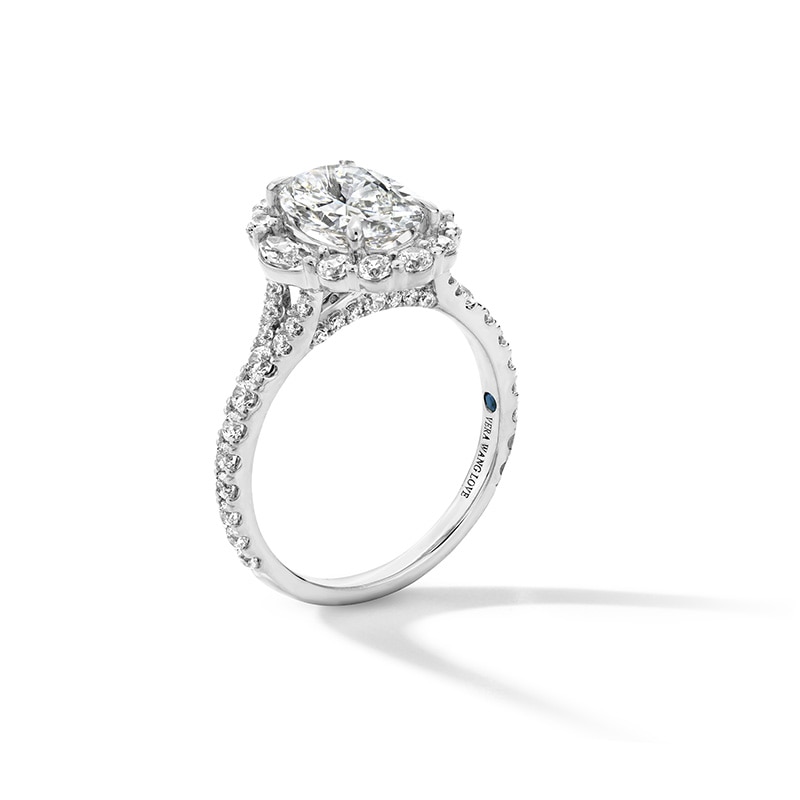 Main Image 2 of Previously Owned - Vera Wang Love Collection 3 CT. T.W. Oval Lab-Grown Diamond Engagement Ring in 14K White Gold