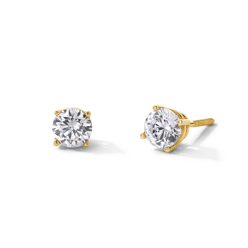 Main Image 1 of Previously Owned - 1 CT. T.W. Lab-Grown Diamond Solitaire Stud Earrings in 14K Gold (F/SI2)