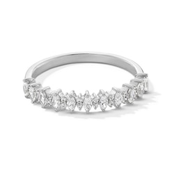 Previously Owned - 3/8 CT. T.W. Marquise and Round Diamond Alternating Stackable Anniversary Band in 14K White Gold