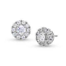 Previously Owned - 1 CT. T.W. Diamond Frame Stud Earrings in 10K White Gold (J/I2)