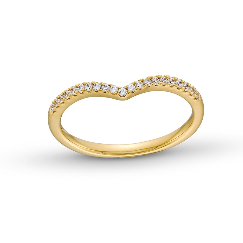 Main Image 1 of Previously Owned - 1/8 CT. T.W. Diamond Chevron Anniversary Band in 14K Gold