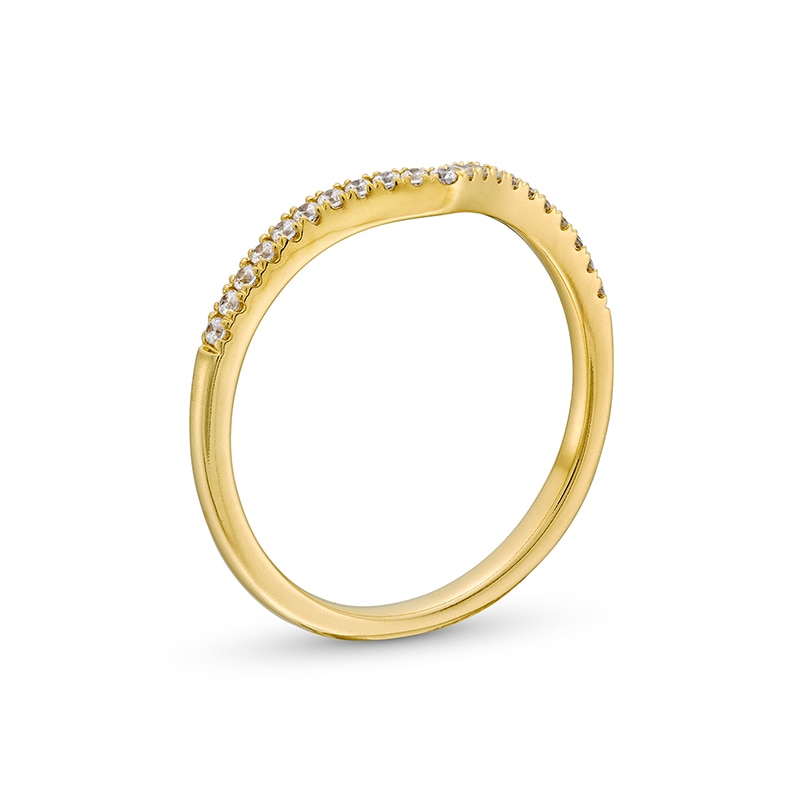 Main Image 3 of Previously Owned - 1/8 CT. T.W. Diamond Chevron Anniversary Band in 14K Gold