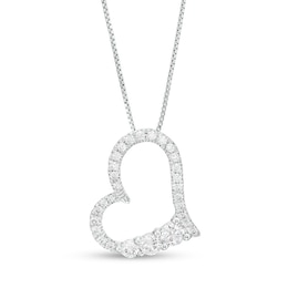 Previously Owned - 3/4 CT. T.W. Lab-Grown Diamond Tilted Heart Pendant in 14K White Gold (F/SI2)