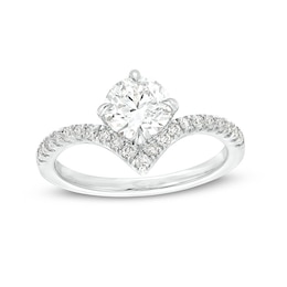 Previously Owned - You're the One™ 1-1/5 CT. T.W. Lab-Grown Diamond Chevron Engagement Ring in 14K White Gold (F/SI2)
