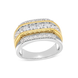 Previously Owned - 2 CT. T.W. Lab-Grown Diamond Triple Row Ring in 10K Two-Tone Gold (F/SI2)