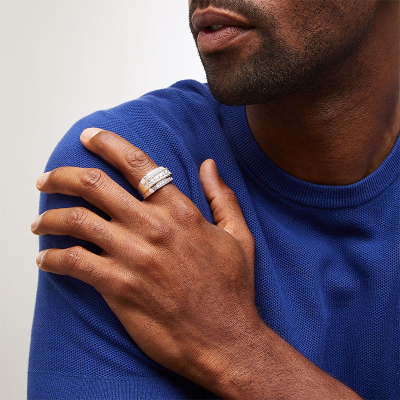 Main Image 2 of Previously Owned - 2 CT. T.W. Lab-Grown Diamond Triple Row Ring in 10K Two-Tone Gold (F/SI2)