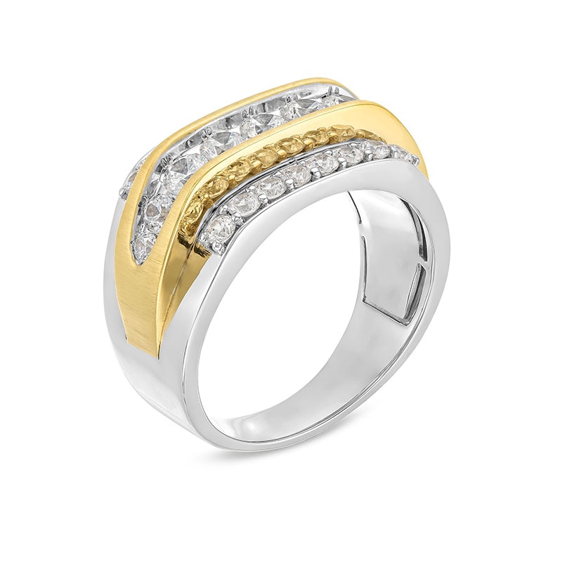 Main Image 3 of Previously Owned - 2 CT. T.W. Lab-Grown Diamond Triple Row Ring in 10K Two-Tone Gold (F/SI2)