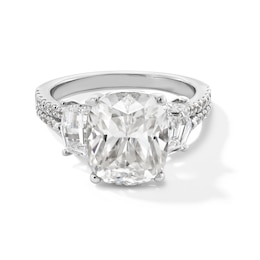 Previously Owned - 6-1/4 CT. T.W. Cushion and Shield Lab-Grown Diamond Three Stone Engagement Ring in 14K White Gold