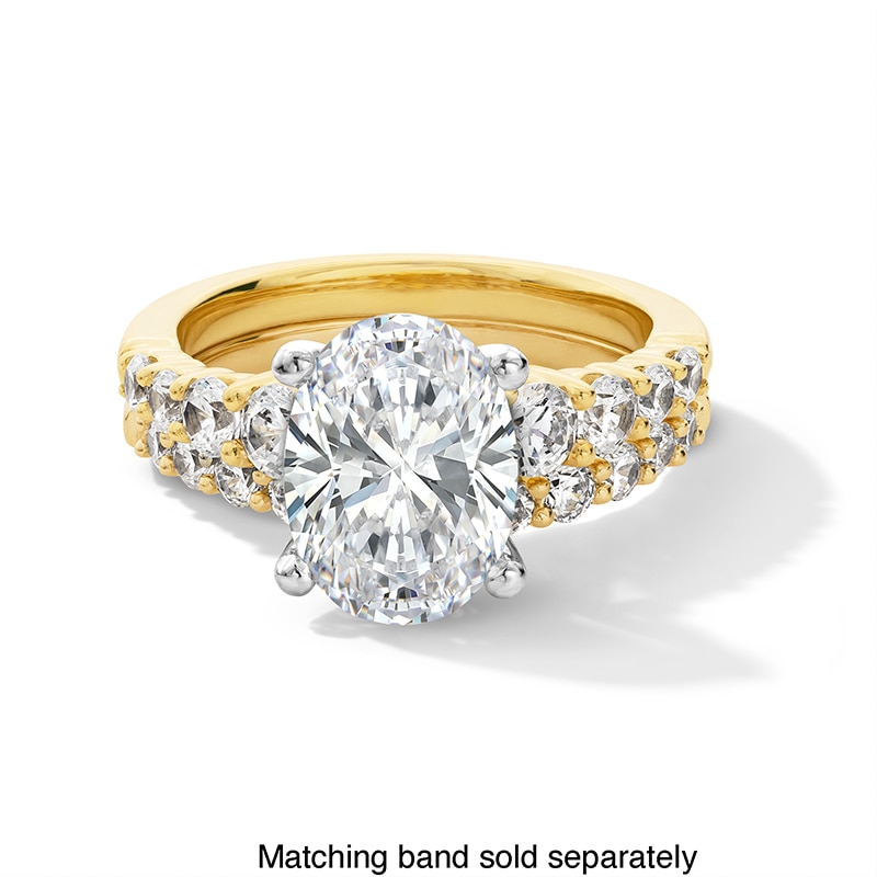Main Image 5 of Previously Owned - 3-3/4 CT. T.W. Oval Lab-Grown Diamond Graduated Shank Engagement Ring in 14K Gold (I/SI2)