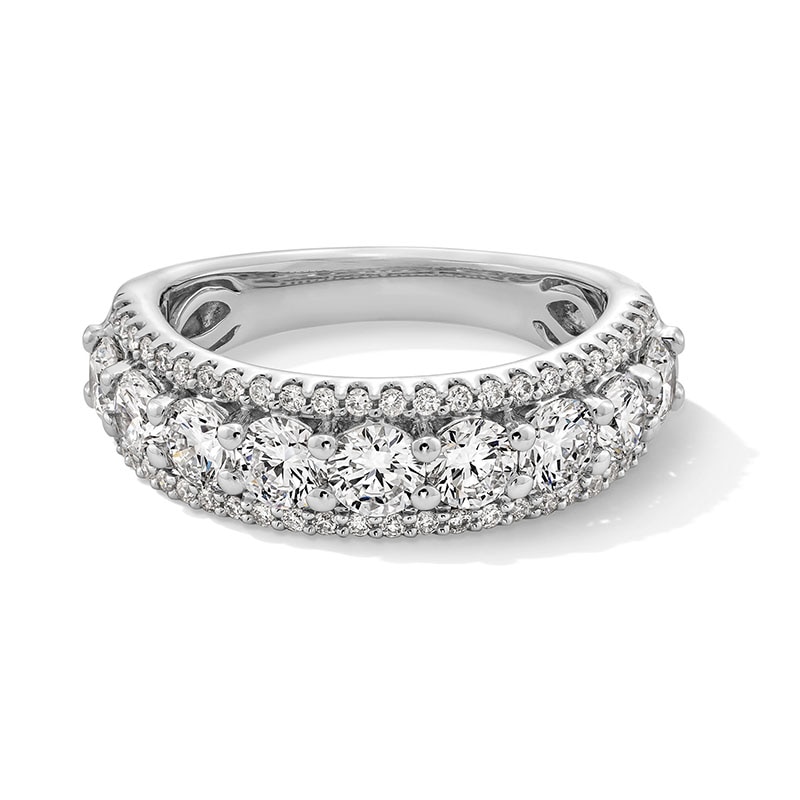 Main Image 1 of Previously Owned - 2 CT. T.W. Lab-Grown Diamond Triple Row Band in 14K White Gold (I/SI2)
