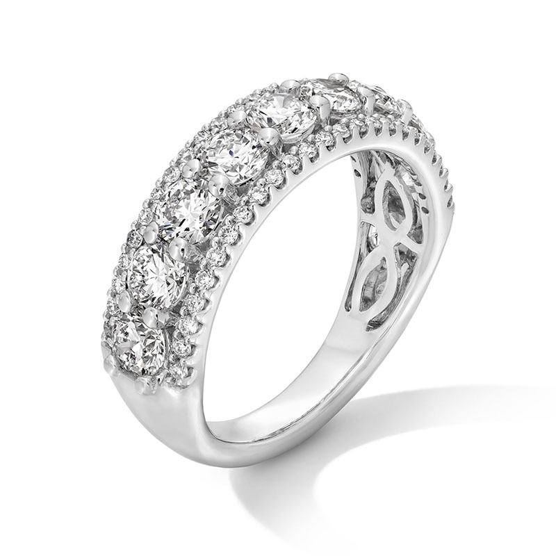 Main Image 3 of Previously Owned - 2 CT. T.W. Lab-Grown Diamond Triple Row Band in 14K White Gold (I/SI2)